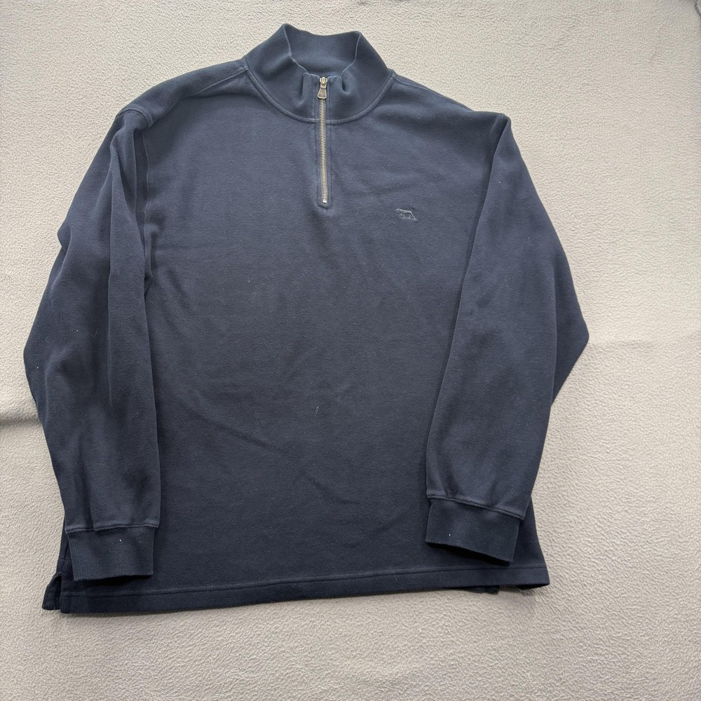 Rodd & Gunn Sweater Mens 3XL Blue Quarter Zip Mock Neck Cotton Pullover Logo